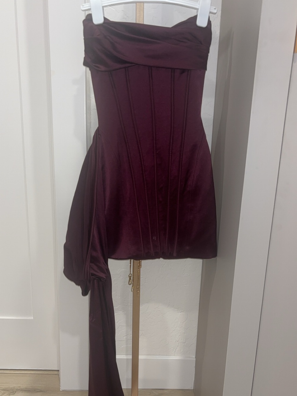 House of CB Burgundy Strapless Mini Dress
